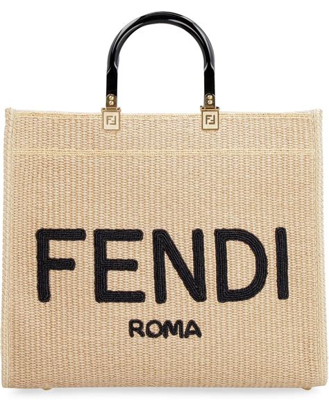 fendi sunshine tote raffia